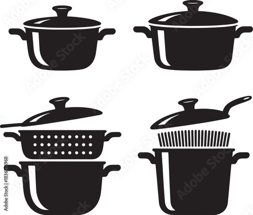 Illustration of Cooking Pot with Cover on Transparent Background Vector Design
