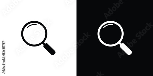 Simple black and white magnifying glass icons representing search and discovery functions