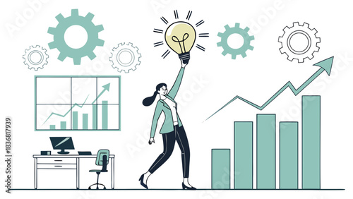 business people working, with office supplies around