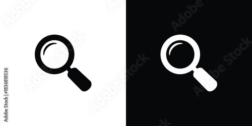 Two magnifying glass icons with different color schemes symbolizing search and discovery functions