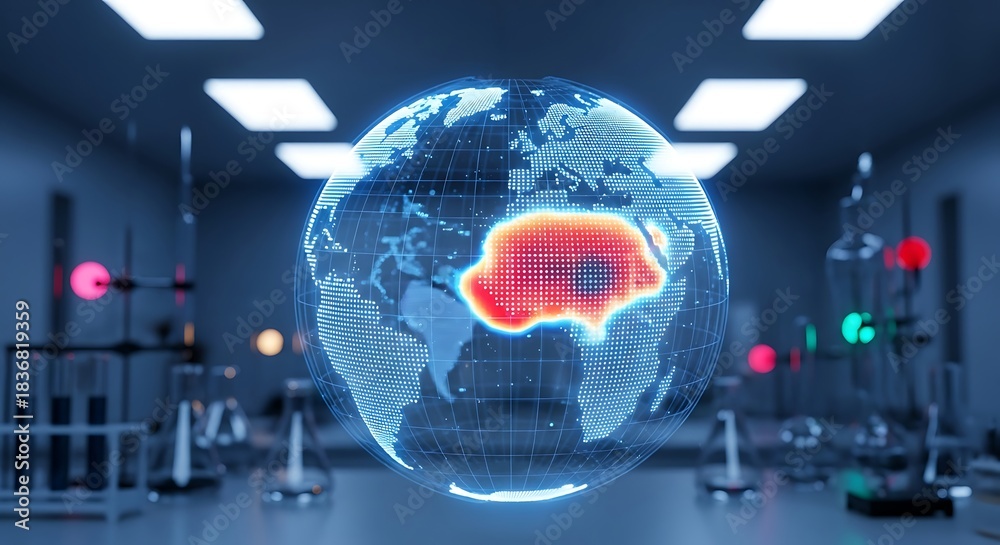 Fototapeta premium Abstract blue digital world map technology background with global network connections