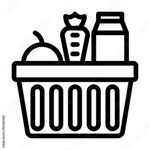 Organic market basket line icon