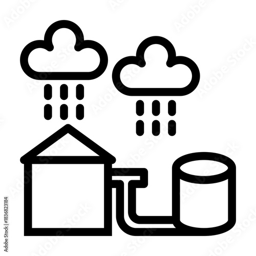 Rainwater harvesting line icon