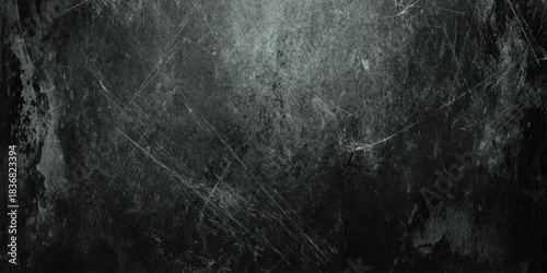 Dark Distressed Wall Texture Background with Scratches white dust, and subtle spatter for wall design.