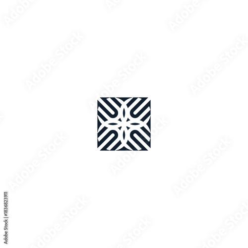 flower logo with box pattern