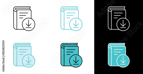 Download book icon for digital library and online reading access in line and fill style