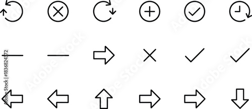Set of bold black and grey icons depicting various styles of forward and navigation arrows, including thick solid arrows, double arrow chevrons, and circular arrows with double tips.