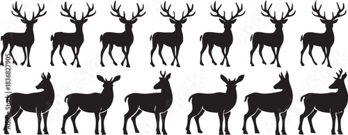 set of deer silhouettes