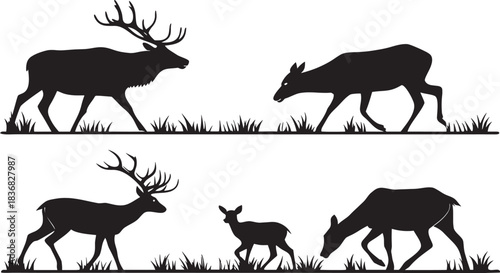 set of deer silhouettes