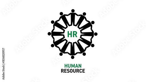 Human Resource (HR) Teamwork Icon Vector Illustration - Staff Cooperation and Organization Logo Design