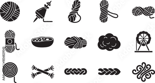 Crafting and Yarn Icons Collection wool thread