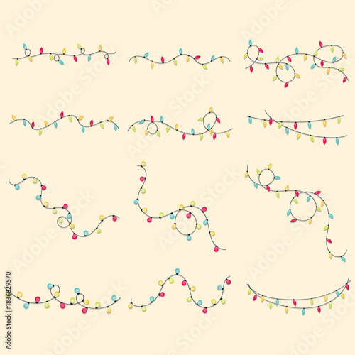 String Lights – Festive Flat Decorative Elements Collection
