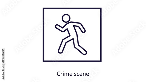Crime Scene Fleeing Suspect Icon - Running Man Outline Vector Illustration