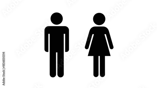 Male and Female Toilet Signs Set. Universal Icon Symbols for Men and Women Standing Figures. Vector Illustration for Restroom or WC.