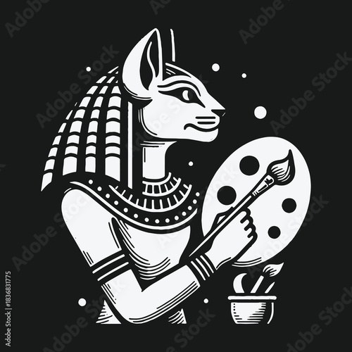 Ancient Egyptian Cat Goddess Bastet as a Modern Artist.
