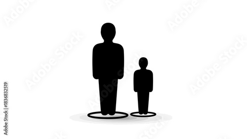 Adult and Child Silhouettes Vector Icon Illustration Showing Size Comparison or Family Relationship