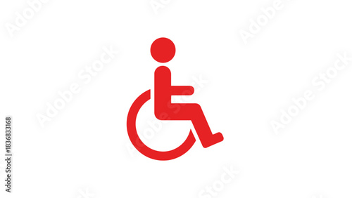 Red Vector Wheelchair Symbol Illustration - International Accessible Icon for Disability and Handicap Signage
