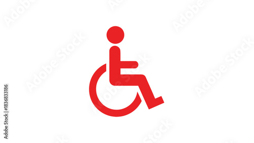 Red Wheelchair Accessible Symbol Vector Illustration - International Sign of Access (ISA) for Disability and Mobility