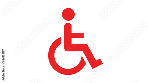 Red International Symbol of Access Wheelchair Icon Vector Illustration on White Background