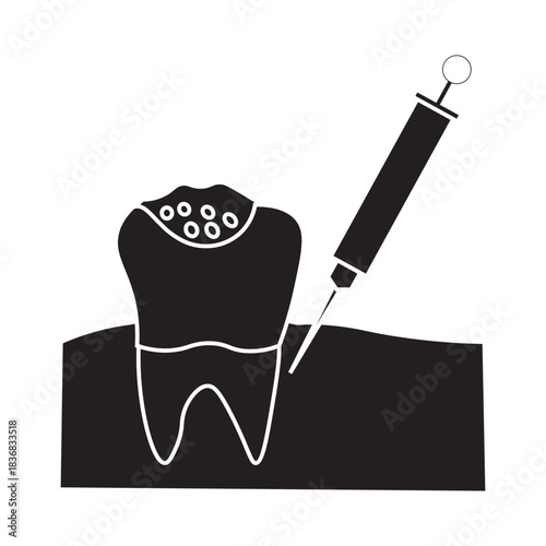 Dental Cavity Treatment with Local Anesthesia Injection glyph icon