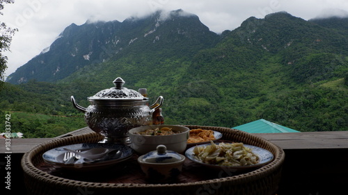 Mountain dinner with a beautiful view