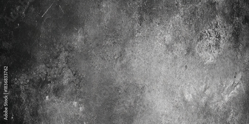 A wide panoramic shot of a distressed and grungy gray concrete wall texture for graphic design, architecture concepts.