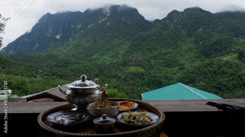 Mountain dinner with a beautiful view