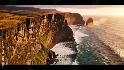Dramatic Coastal Cliffs Overlooking the Ocean at Sunset