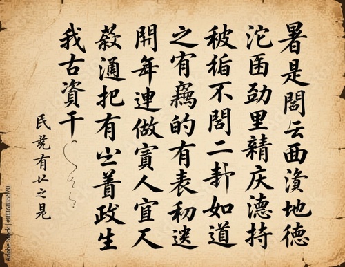 Ancient Chinese Calligraphy on Traditional Background