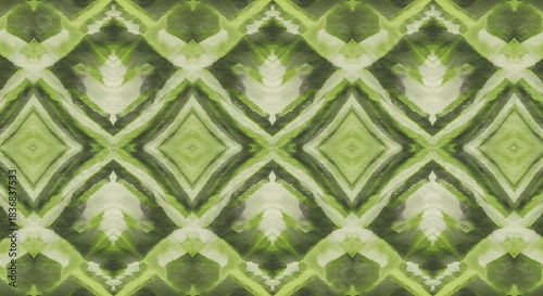 Repeating abstract pattern with a mix of light and dark greens and diamond shapes