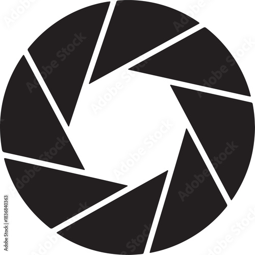 Camera lens aperture symbol for photography and optical technology Vector