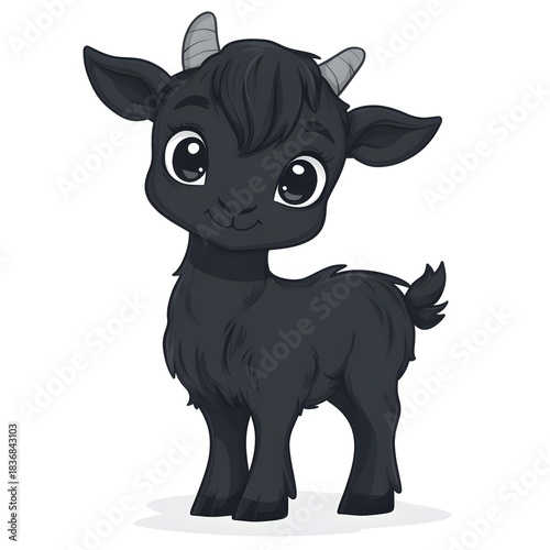 Adorable cartoon illustration depicts a small, charming black kid standing against a white background.