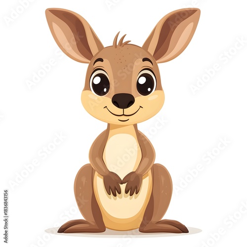 Adorable cartoon marsupial character illustration with large expressive eyes