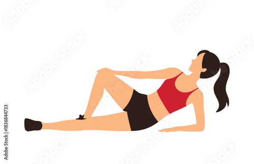 Fitness stretching illustration showing exercise pose for flexibility, wellness, and healthy lifestyle concepts