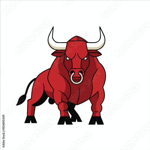 Fierce Red Bull Illustration