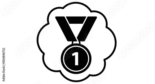 Dreaming of winning a first place medal, illustration of achievement and success.