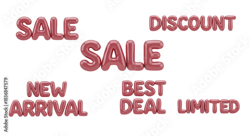 A promotional graphic with red text on a white background advertising a sale with various discount and limited time offer messages.