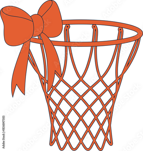 orange basketball hoop with bow clip art preview