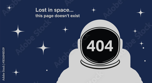 Astronaut lost in space, displaying a 404 error page not found message.