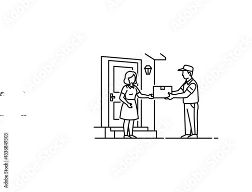 Cartoon humor illustration of a funny man and woman on a ladder on a roof gag sketch