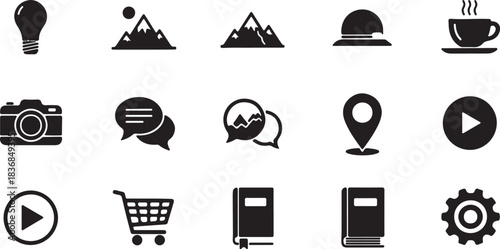 Mixed icons for travel and business lightbulb idea