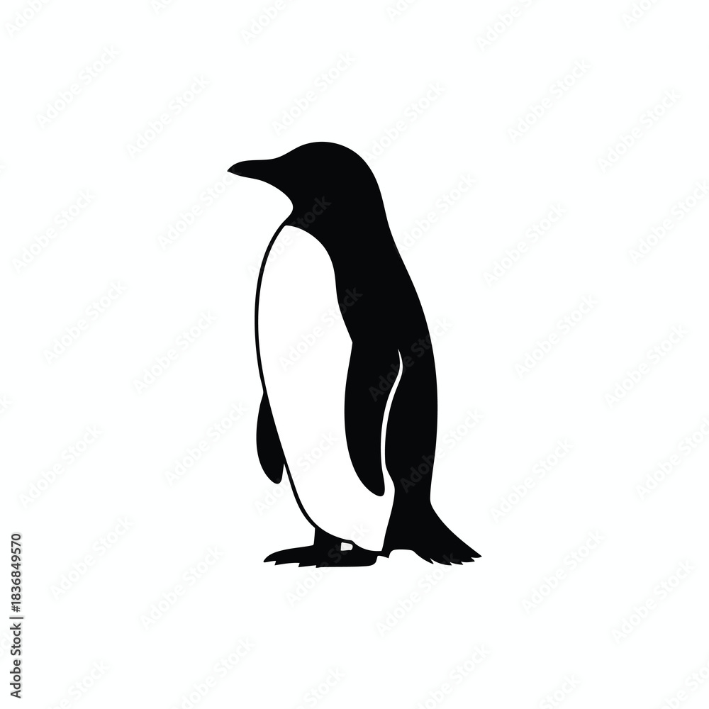 Naklejka premium Black and White Penguin Silhouette
