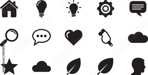 Set of technology and communication icons house light bulb