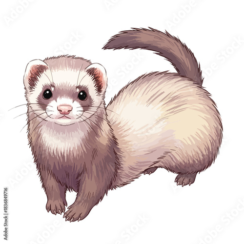 Illustration of a playful ferret