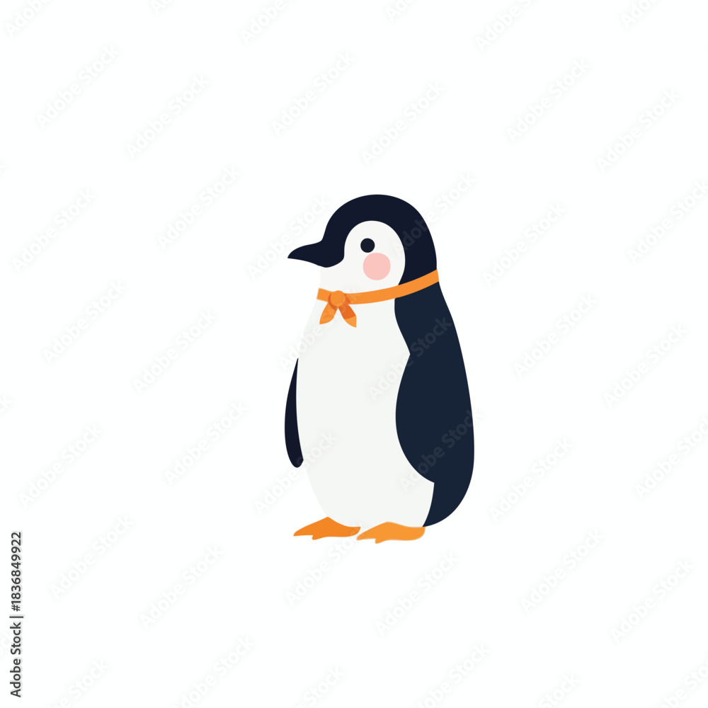 Obraz premium Cartoon Penguin with Orange Scarf