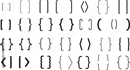 Assortment of Black Brackets, Parentheses, and Curly Braces Symbols parenthesis