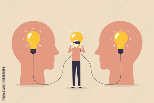 Idea sharing and knowledge transfer between people through virtual reality