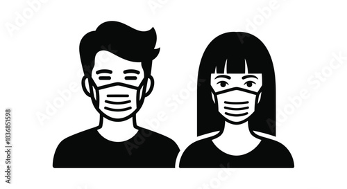 Two people wearing protective face masks, representing health and safety awareness