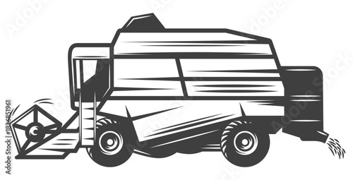 Combine Harvester Silhouette Illustration