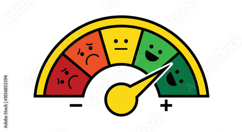 Emotional gauge with smiling and frowning faces
